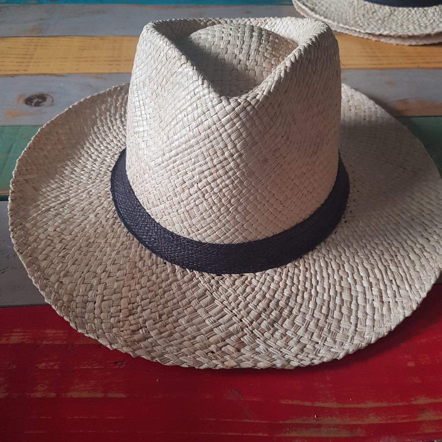 Chapeau Panama fait main, grain de raphia - long
