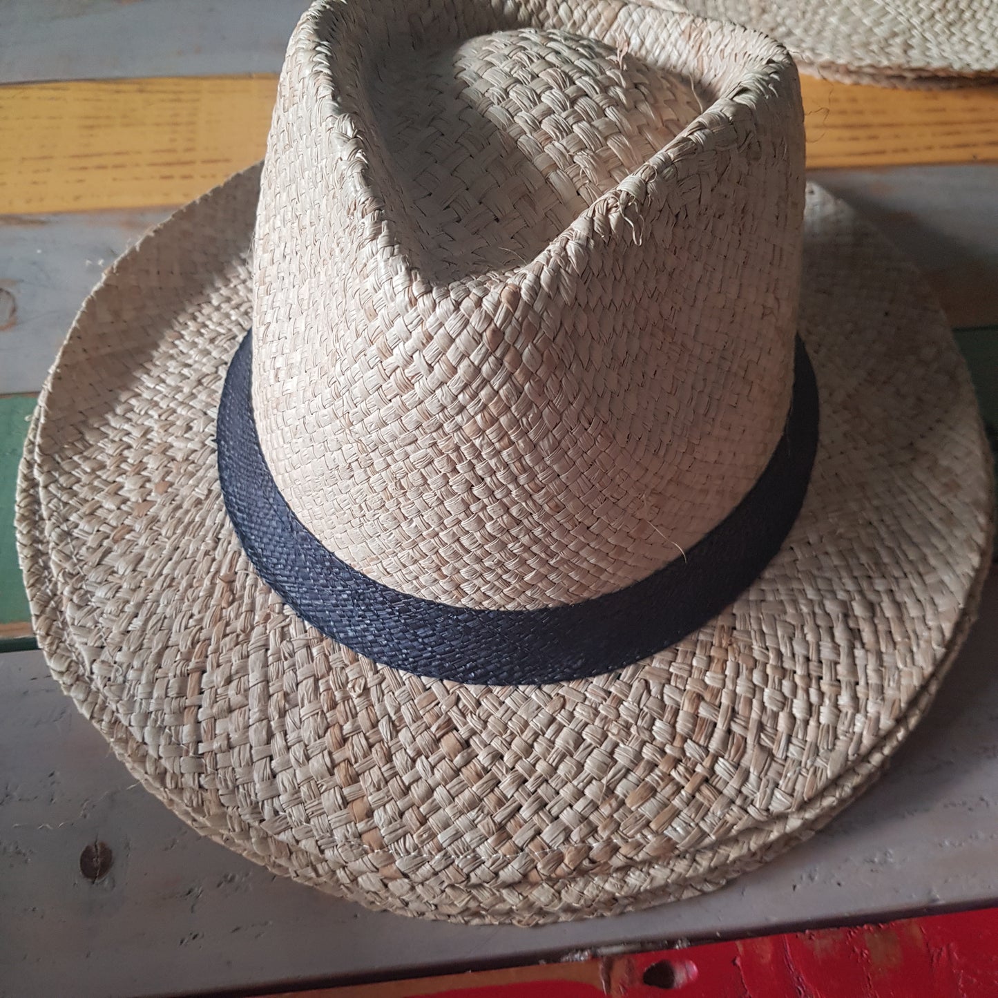 Chapeau Panama fait main, grain de raphia - court