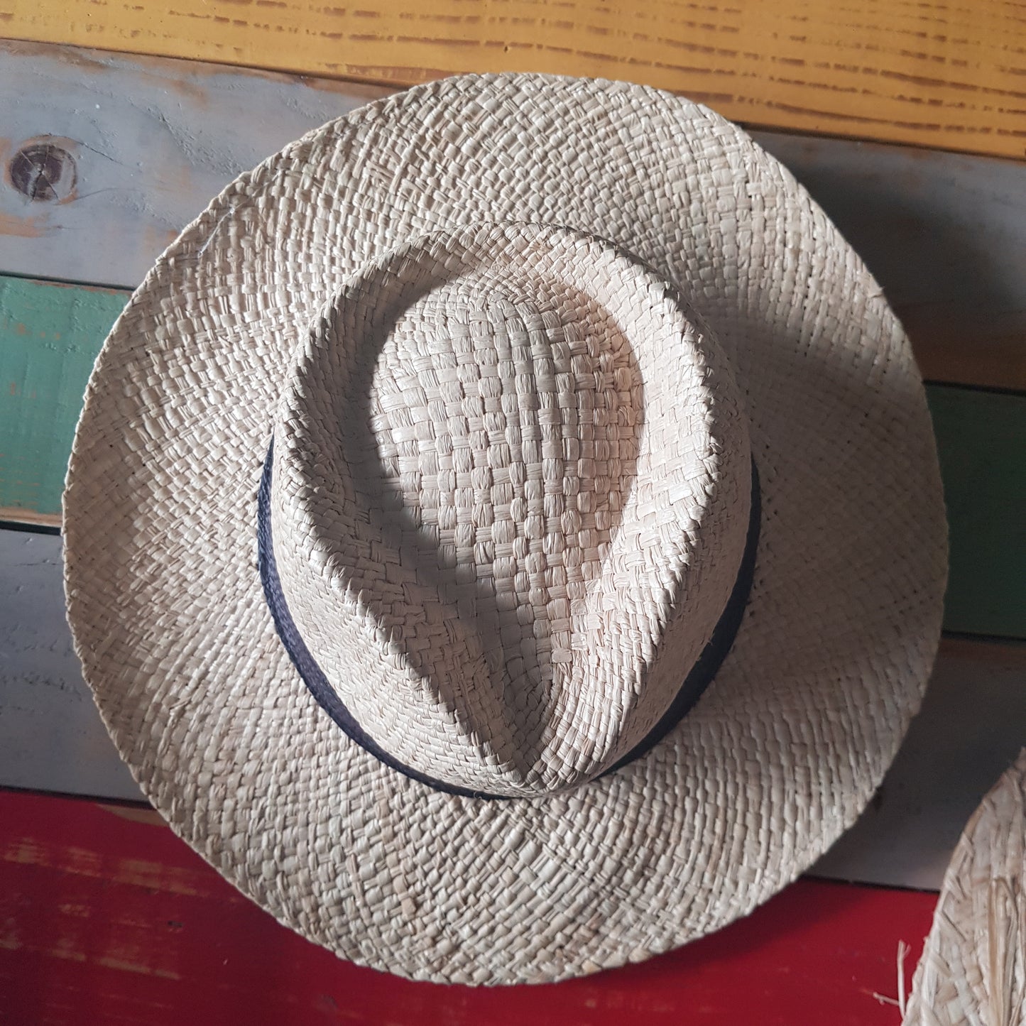 Chapeau Panama fait main, grain de raphia - court