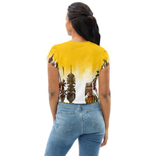 Charger l&#39;image dans la galerie, T-shirt Crop-Top imprimé all over - Kanaky by WillStyle - jaune
