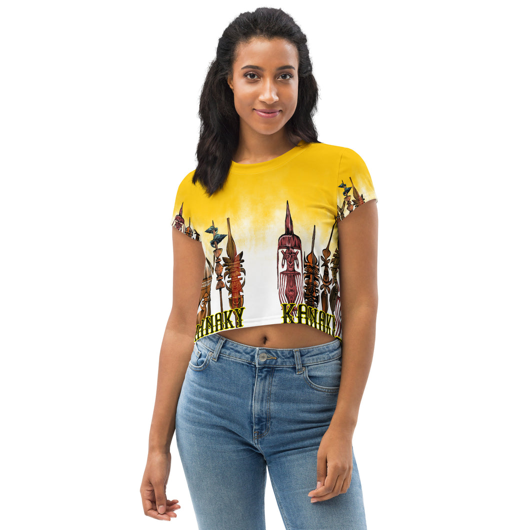 T-shirt Crop-Top imprimé all over - Kanaky by WillStyle - jaune